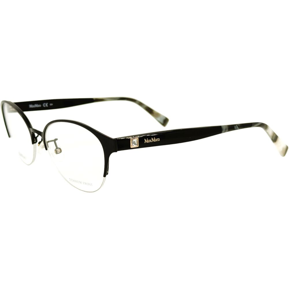 Max Mara MM1362F Womens Semi Rimless  Eyeglass Frame 0003 Matte Black 52-18